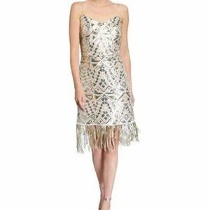 Laundry by Shelli Segal Sequin Pattern  Fringe Dress